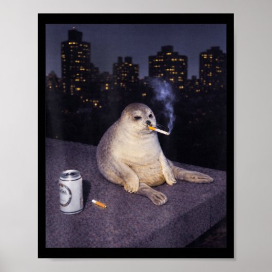 Grappige rokende zeehond meme  poster (Voorkant)