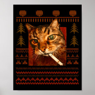 Grappige Rokkende Kat Meme Kerst Onooglijk Voor Ma Poster