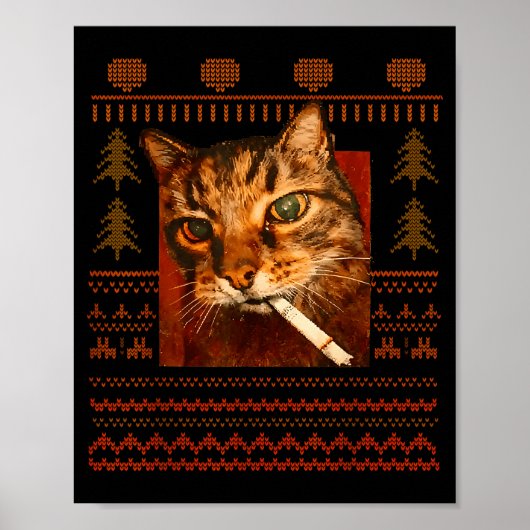 Grappige Rokkende Kat Meme Kerst Onooglijk Voor Ma Poster (Voorkant)