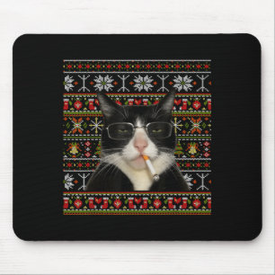 Grappige Rokkende Kat Meme Kerst Ugly Sweater Kat Muismat