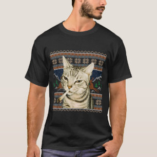 Grappige Rokkende Kat Meme Kerst Ugly Sweater Kat T-shirt