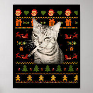 Grappige Rokkende Kat Meme Kerstmis Horrelijke Tru Poster