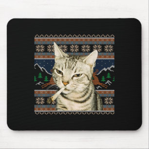 Grappige Rokkende Kat Meme Kerstmis Horrorsweater  Muismat