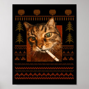 Grappige Rokkende Kat Meme Kerstmis Lelijk Voor Ma Poster