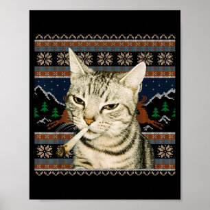 Grappige Rokkende Kat Meme Kerstmis Lelijke Trui K Poster