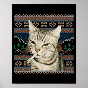 Grappige Rokkende Kat Meme Kerstmis Lelijke Trui K Poster