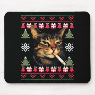 Grappige Rokkende Kat Meme Lelijke Kersttrui Voor  Muismat
