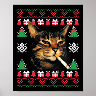 Grappige Rokkende Kat Meme Lelijke Kersttrui Voor Poster
