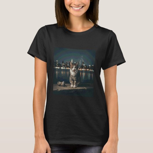 Grappige Rokkende Kat Meme - Sigaret Kitty Meme, K T-shirt (Voorkant)