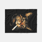 Grappige Rokkende Kat Sigaret Kitten Meme Stomme H Fleece Deken (Voorkant (Horizontaal))