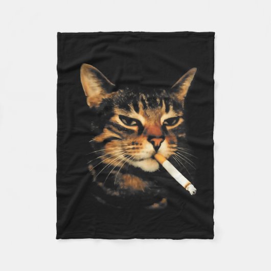 Grappige Rokkende Kat Sigaret Kitten Meme Stomme H Fleece Deken (Voorkant)