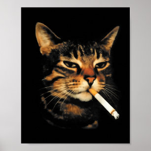 Grappige Rokkende Kat Sigaret Kitten Meme Stomme H Poster