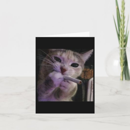 Grappige Rokkende Kat, Sigaret Kitty Gen Z Meme, K Kaart (Voorkant)