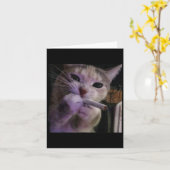 Grappige Rokkende Kat, Sigaret Kitty Gen Z Meme, K Kaart (Gele Bloem)