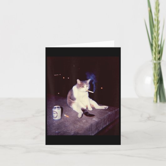 Grappige Rokkende Meme Sigaret Kitten Brainrot Dom Kaart (Voorkant)