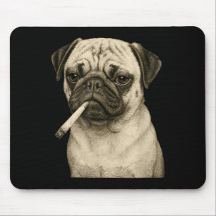 Grappige Rokkende Pug Hond Sigaret Gen Z Meme Graf Muismat