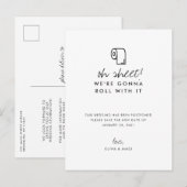 Grappige Rol Ermee Nieuwe Datum Uitstel Huwelijk Aankondigingskaart (Voorkant / Achterkant)