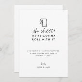 Grappige Rol Ermee Oh Blad Bruiloft Uitstel Aankondiging (Voorkant / Achterkant)