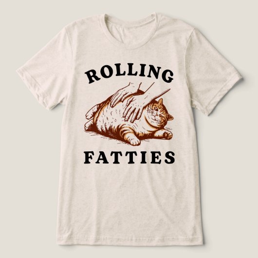 Grappige Rollende Vetkatten Lieve Vette Tabbykat Tri-Blend Shirt (Design voorkant)