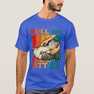 Grappige Rollende Vette Kat Vintage Cartoon Heren T-shirt
