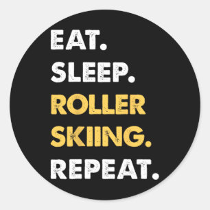 Grappige Roller-ski Kleding Eet Slaap Roller-skiën Ronde Sticker