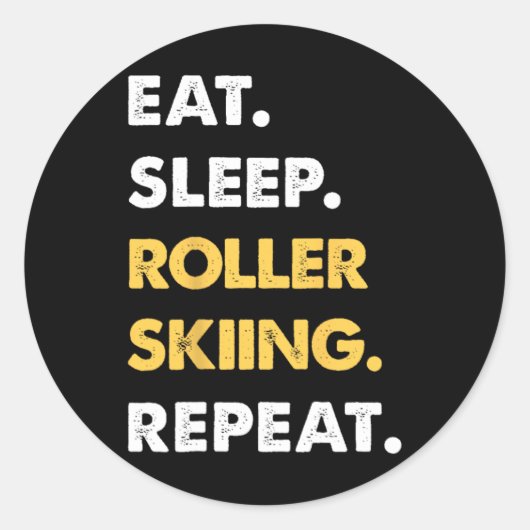 Grappige Roller-ski Kleding Eet Slaap Roller-skiën Ronde Sticker (Voorkant)