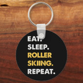 Grappige Roller-ski Kleding Eet Slaap Roller-skiën Sleutelhanger (Voorkant)