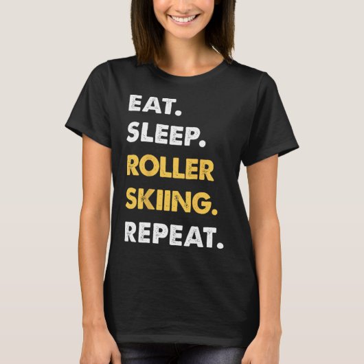 Grappige Roller-ski Kleding Eet Slaap Roller-skiën T-shirt (Voorkant)