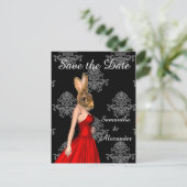 Grappige romantische dierlijke collage opslaan van aankondigingskaart (Staand voorkant)