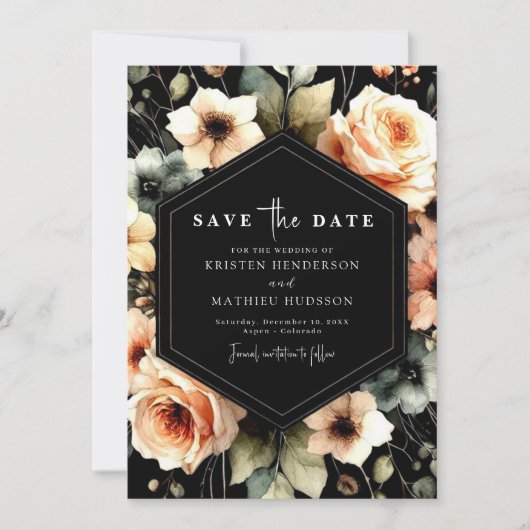 Grappige romantische perzik bruiloft save the date (Voorkant)