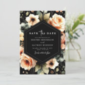 Grappige romantische perzik bruiloft save the date (Staand voorkant)