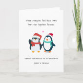 grappige romantische pinguïn kerstvakantie liefde  feestdagen kaart (Voorkant)