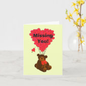 Grappige romantische teddybeer die je mist kaart (Gele Bloem)