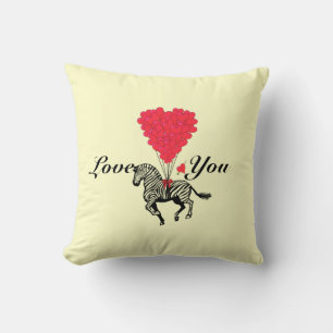 Grappige romantische zebra Valentijns Kussen