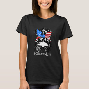 Grappige rommelige haarbundel schaatsen leven dans t-shirt