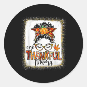 Grappige rommelige knot één dankbare mama herfst n ronde sticker