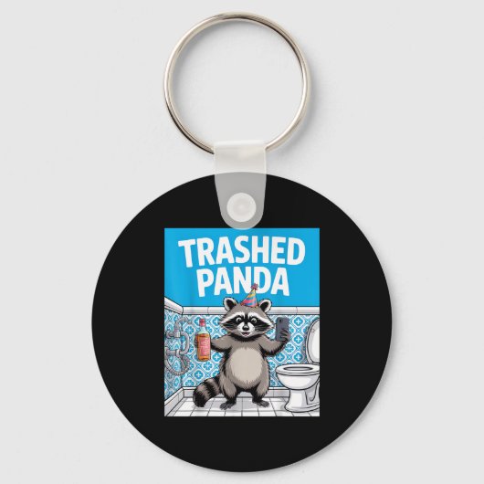 Grappige rommelige panda wasbeer wordt dronken 1ff sleutelhanger (Voorkant)
