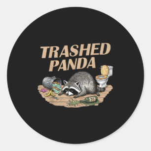 Grappige rommelige panda wasbeer wordt dronken was ronde sticker