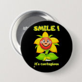 grappige ronde knop "SMILE" Button 7,6 Cm (Voorkant /achterkant)