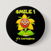 grappige ronde knop "SMILE" Button 7,6 Cm (Voorkant)