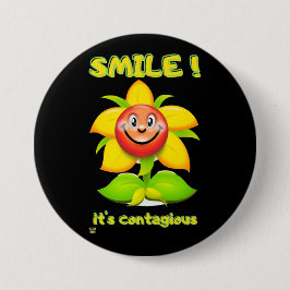 grappige ronde knop "SMILE" Button 7,6 Cm