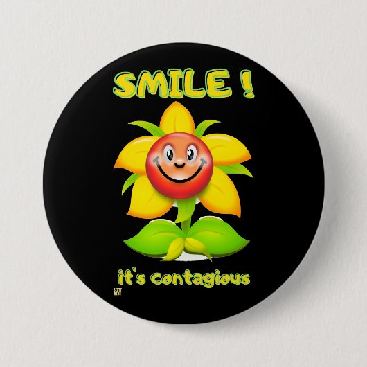 grappige ronde knop "SMILE" Button 7,6 Cm (Voorkant)