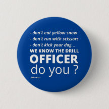 grappige ronde knop "WE WETEN DE DRILL"