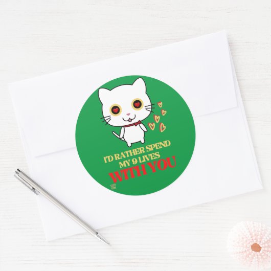 grappige ronde sticker "CUTE CAT" (Envelop)