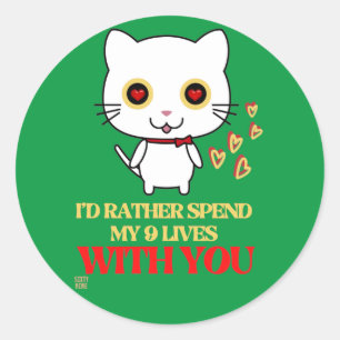 grappige ronde sticker "CUTE CAT"