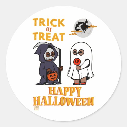 grappige ronde sticker "HALLOWEEN 1" (Voorkant)