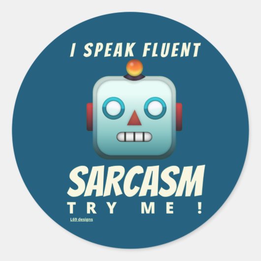 grappige ronde sticker "I SPREK FLUENT SARCASM" (Voorkant)