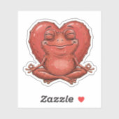 Grappige Rood Hart Kikker Meditatie Sticker - Grap (Vel)