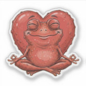 Grappige Rood Hart Kikker Meditatie Sticker - Grap (Voorkant)