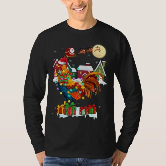 Grappige Rooster Kerst Lelijke trui Rooster Xmas T-shirt (Voorkant)